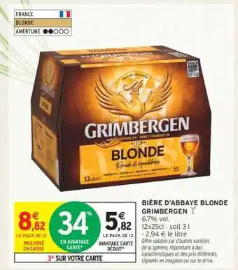 Intermarché BIÈRE D'ABBAYE BLONDE GRIMBERGEN offre