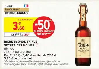 Intermarché Bière Blonde Triple Secret Des Moines offre