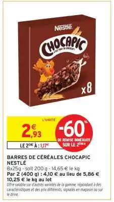 Intermarché Barres De Céréales Chocapic Néstle offre