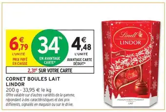 Intermarché CORNET BOULES LAIT LINDOR offre