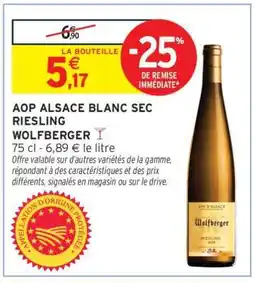 Intermarché AOP ALSACE BLANC SEC RIESLING WOLFBERGER offre