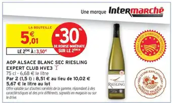Intermarché AOP ALSACE BLANC SEC RIESLING EXPERT CLUB HVE3 offre