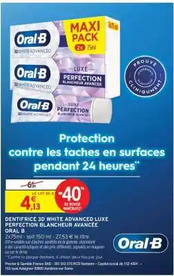 Intermarché DENTIFRICE 3D WHITE ADVANCED LUXE PERFECTION BLANCHEUR AVANCÉE offre