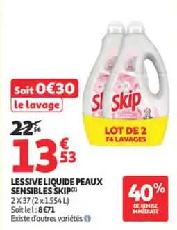 Auchan Supermarché Lessive liquide peaux sensibles skip offre