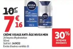 Auchan Supermarché Crème visage anti-âge nivea men offre