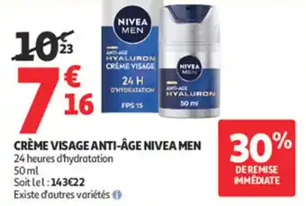Auchan Supermarché Crème visage anti-âge nivea men offre