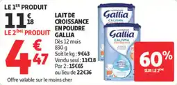 Auchan Supermarché Lait de croissance en poudre gallia offre
