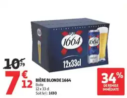 Auchan Supermarché Bière blonde 1664 offre