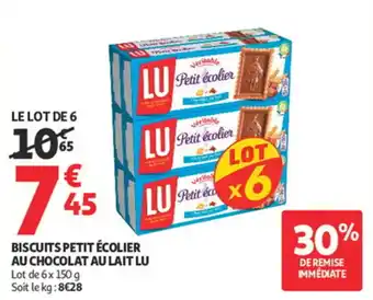 Auchan Supermarché Biscuits petit écolier au chocolat au lait lu offre