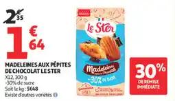 Auchan Supermarché Madeleines aux pépites de chocolat lester offre