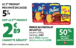 Auchan Supermarché Prince au chocolat au lait lu offre