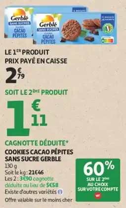Auchan Supermarché Cookies cacao pépites sans sucre gerble offre