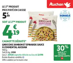Auchan Supermarché Gnocchis jambon et epinards sauce à l'emmental auchan offre