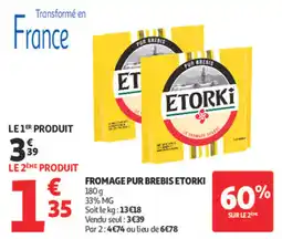 Auchan Supermarché Fromage pur brebis etorki offre