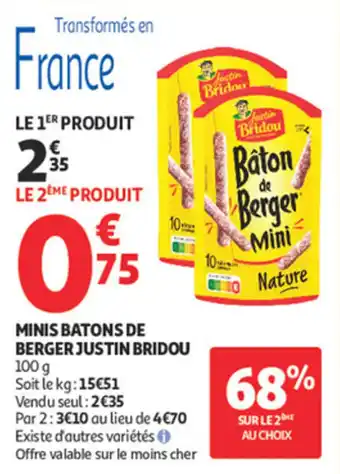 Auchan Supermarché Minis batons de berger justin bridou offre