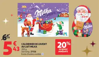 Auchan Supermarché Calendrier de l'avent au lait milka offre
