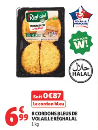 Auchan Supermarché 8 cordons bleus de volaille réghalal offre