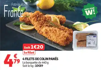 Auchan Supermarché 4 filets de colin panés offre