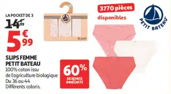 Auchan Supermarché Slips femme petit bateau offre