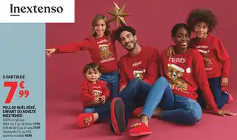Auchan Supermarché Pull de noël bébé enfant ou adulte inextenso offre