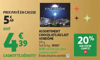Auchan Supermarché Assortiment chocolats au lait vendôme offre