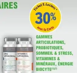 E.Leclerc Parapharmacie Gammes articulations probiotiques sommeil & stress vitamines & minéraux énergie biocyte offre