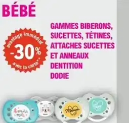 E.Leclerc Parapharmacie Gammes biberons sucettes tétines attaches sucettes et anneaux dentition dodie offre