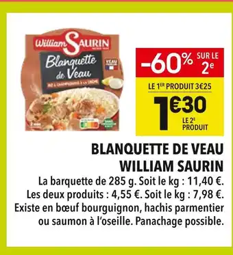 Supeco William Saurin Blanquette de Veau offre