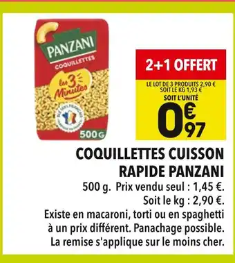 Supeco Panzani Coquillettes Cuisson Rapide offre
