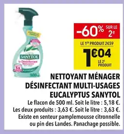 Supeco SANYTOL Nettoyant ménager désinfectant multi-usages eucalyptus offre