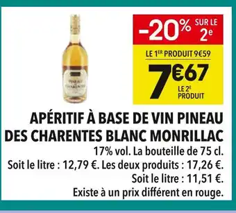 Supeco Monrillac Apéritif à base de vin Pineau des Charentes Blanc offre