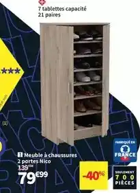 Conforama Weuble à chaussures 2 portes nico offre