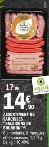 E.Leclerc Salaisons de bourbon - assortiment de saucisses offre