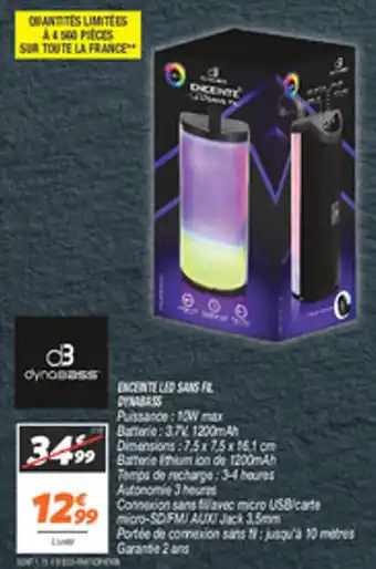 Netto Encente led sans fl dynabass offre