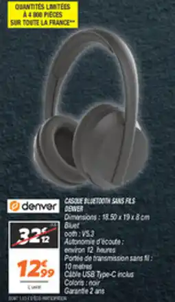 Netto Casque bluetooth sans fils dewer offre