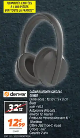 Netto Casque bluetooth sans fils dewer offre