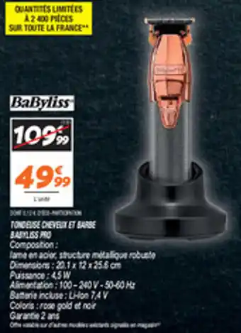 Netto Tondeuse cheveux et barbe babyliss pro offre