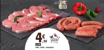 E.Leclerc Porc côtes saucisses offre