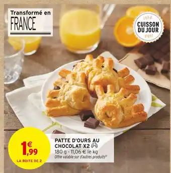 Intermarché Contact Patte d'ours au chocolat x2 offre