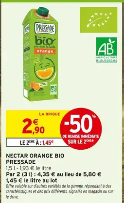 Intermarché Contact PRESSADE Nectar Orange Bio offre