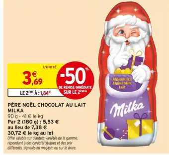 Intermarché Contact MILKA Père Noël Chocolat au Lait offre
