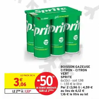 Intermarché Contact SPRITE Boisson gazeuse citron - citron vert offre