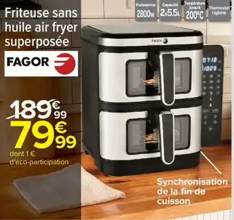 Carrefour Market Friteuse sans huile air fryer superposée offre