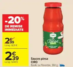 Carrefour Market Sauces pinsa ciro offre