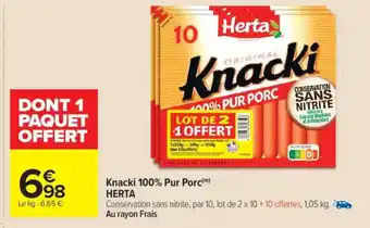 Carrefour Market Knacki 100% pur porc herta offre