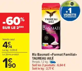 Carrefour Market Riz basmati format familial taureau ailé offre