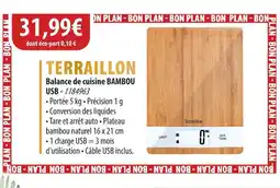 Cuisine Plaisir TERRAILLON Balance de cuisine BAMBOU USB offre