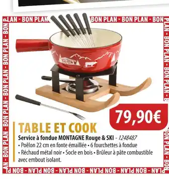 Cuisine Plaisir TABLE ET COOK Service à fondue MONTAGNE Rouge & SKI offre
