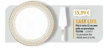 Cuisine Plaisir FESTIVE Plat à tarte 32 cm avec pelle en porcelaine offre