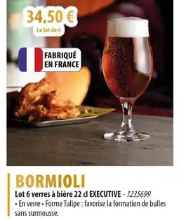 Cuisine Plaisir BORMIOLI Lot 6 verres à bière 22 cl executive offre